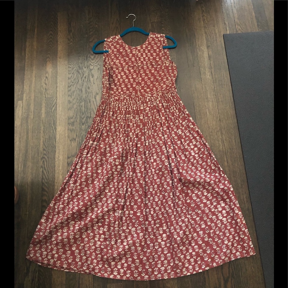 Brick red printed Doen midi dress